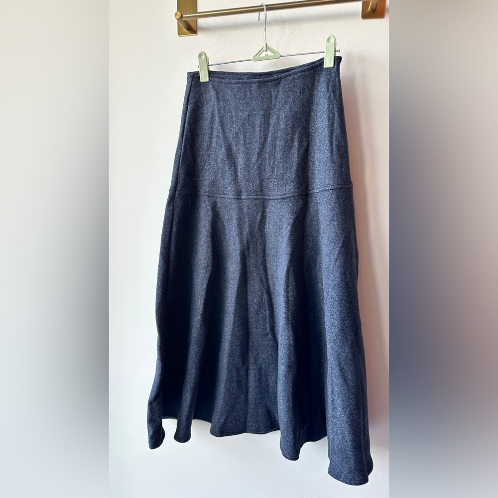 OGL Heathered Blue Flared Midi Skirt Waist 13, Length 32 | 150. Xs